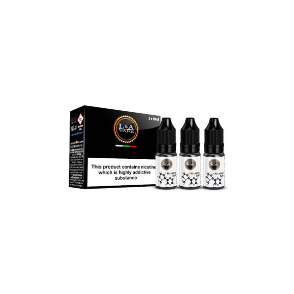 L&A Vape Premium PG+VG Nicotine Salts Shot Base 3x10ml